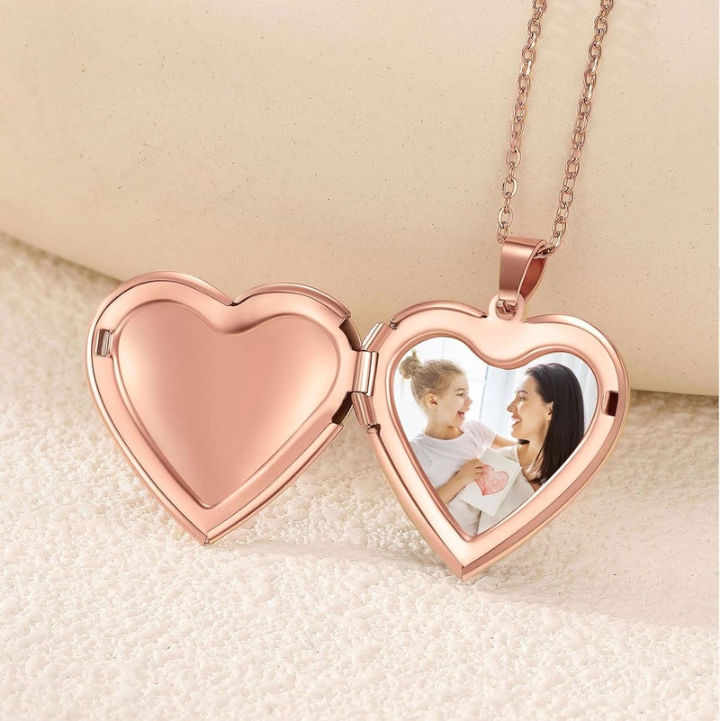 PHOCKSIN Locket Necklace for Women Black/Gold/Silver Locket Necklace Oval/Round/Heart Photo Necklace New Years Gifts for Girls - Image 4